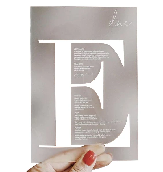 Custom Acrylic Restaurant Menu Menu Card Wedding With Uv Printing And Engraving Logo