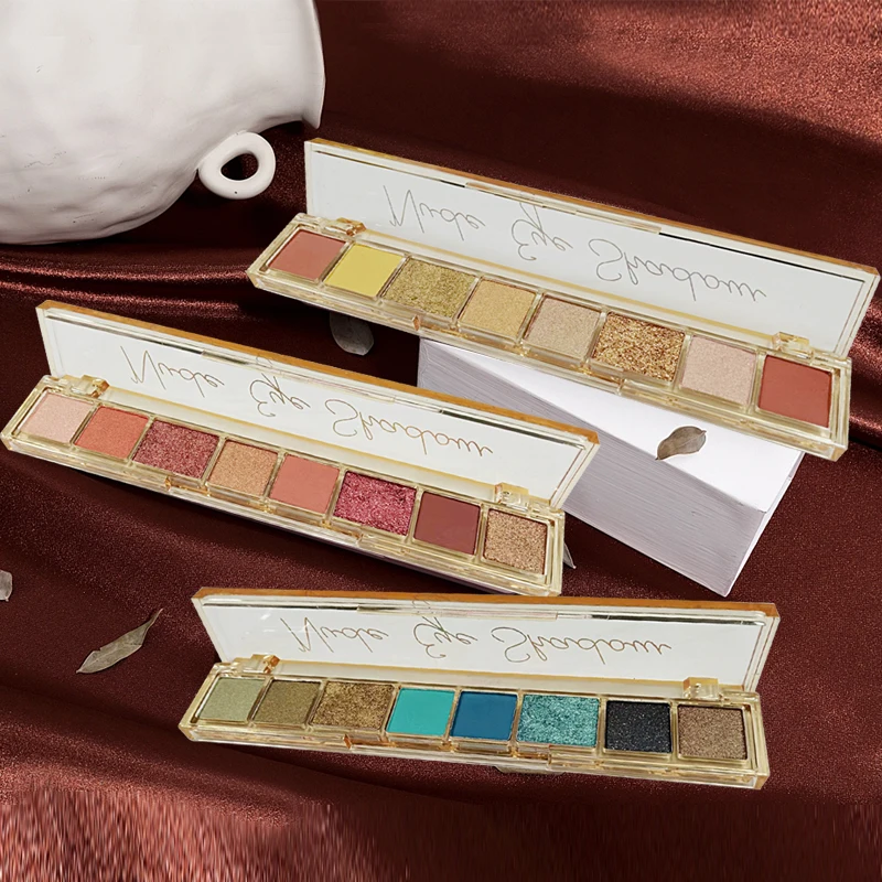 Прямоугольный многоцветный поддон для теней век с высокой пигментированной 8 видов цветов