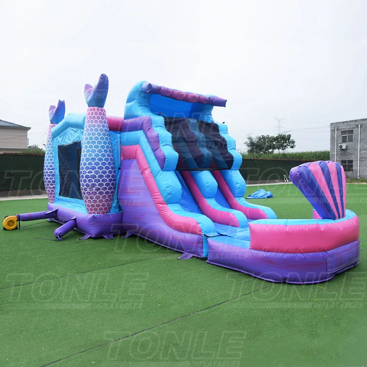 custom inflatable theme  bouncer jumper castle bounce hosue moonwalk with water slide for sale