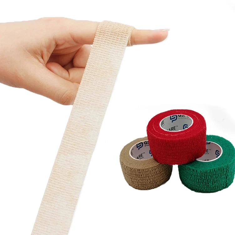 Custom Logo Printed Hand Tear Non-woven Self Adhesive Bandage Tubular Finger Elastic Cohesive Bandages Anoscope ISO MSDS 2 Years