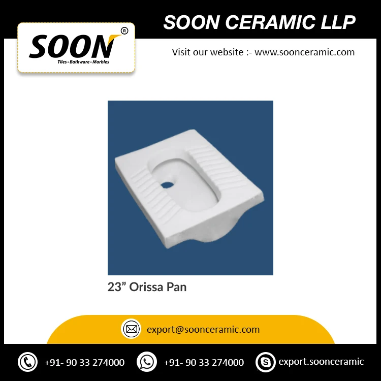 Top Quality Best Selling White Ceramic Squatting Toilet Pan for Bathroom for Worldwide Export from India