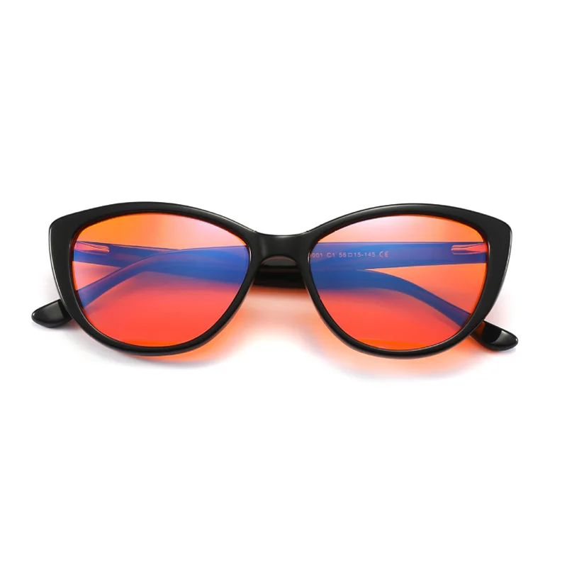 High quality Acetate frame orange red 99% Anti ray computer glasses Cat eye blue light blocking glasses for women