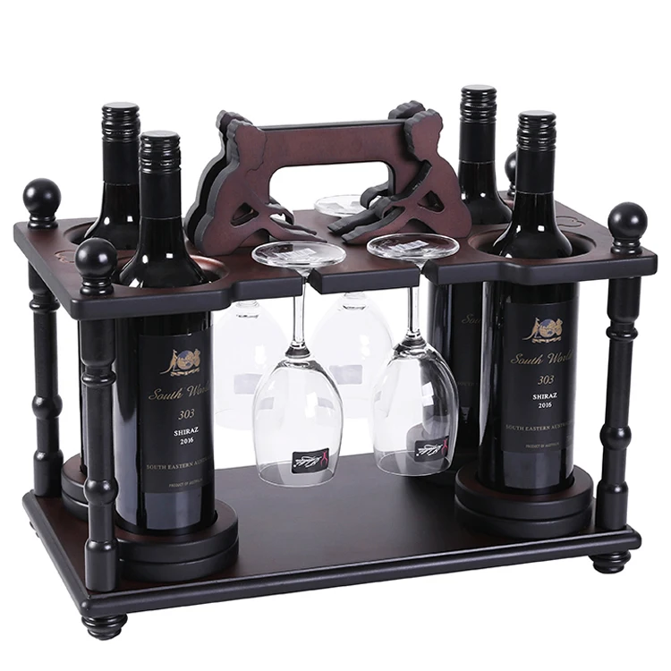 Wood Wine Glass Bottle Tree Rack Stand Holder