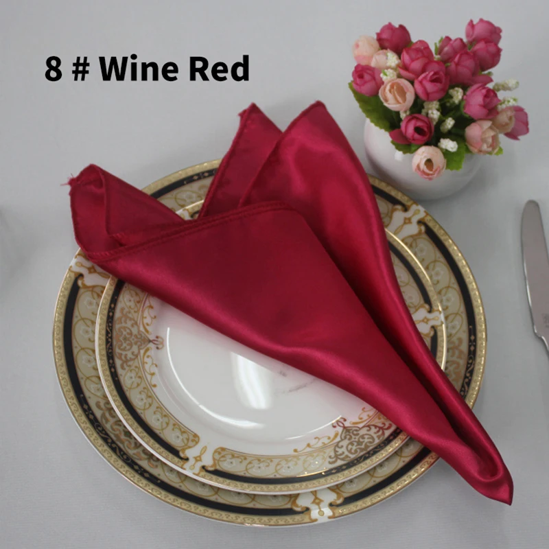New Hot Lower Price 50*50cm Square Cloth Napkins Colorful Decoration Satin Naplin for Wedding Hotel