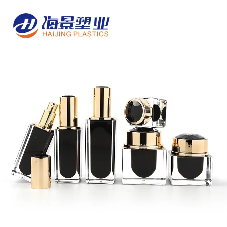 Skin Care Packaging Face Cream Container Acrylic Cosmetic Jar Black New Square 15g 30g 50g ABS Honey Plastic Luxury Jar 3000pcs