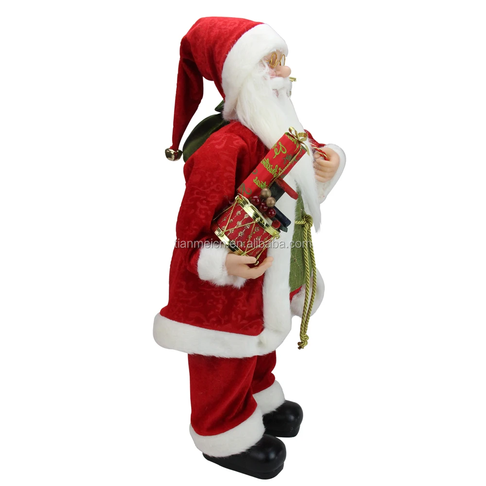 
60cm Christmas Standing Santa Claus Ornament Decoration Figurine Collection Fabric Custom Items Holiday Festival Xmas Plush 