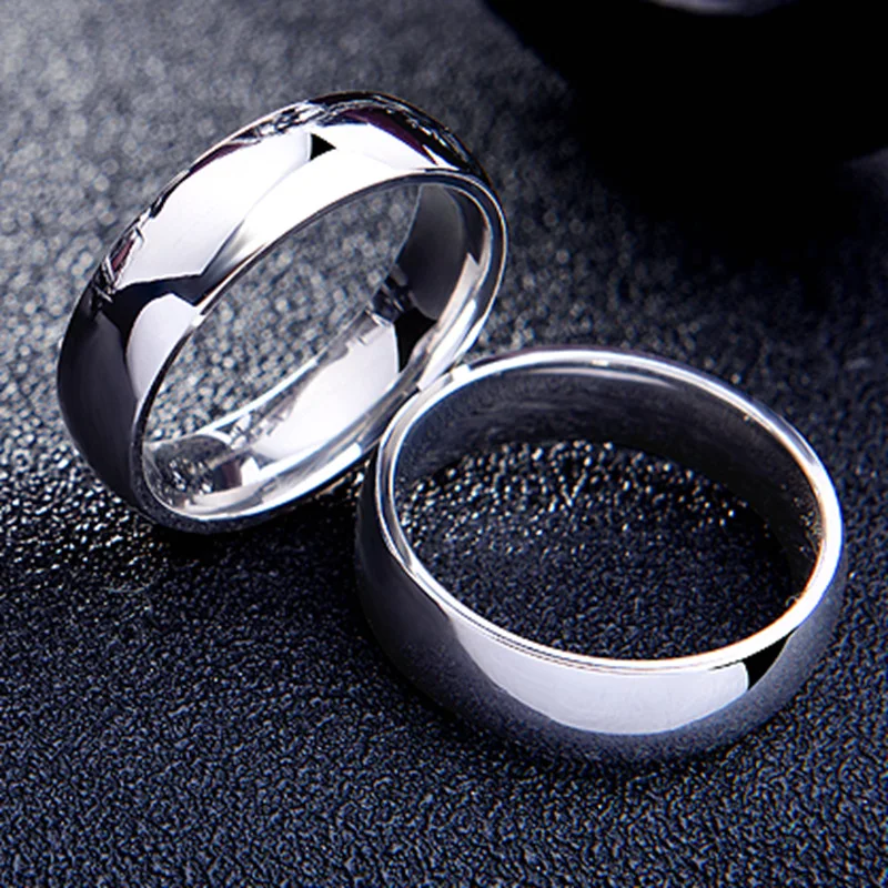 18K Gold Plated 6mm Mens Band Rings Stainless Steel Jewelry Fashion Titanium Steel Plain Ring for Men