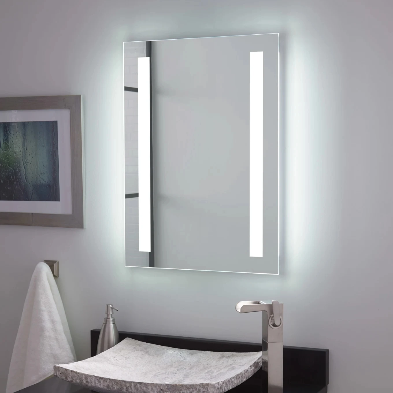 WINER M&G 5MM Safe and explosion-proof frameless Touch Rectangle Bathrooms Mirror With Led Light