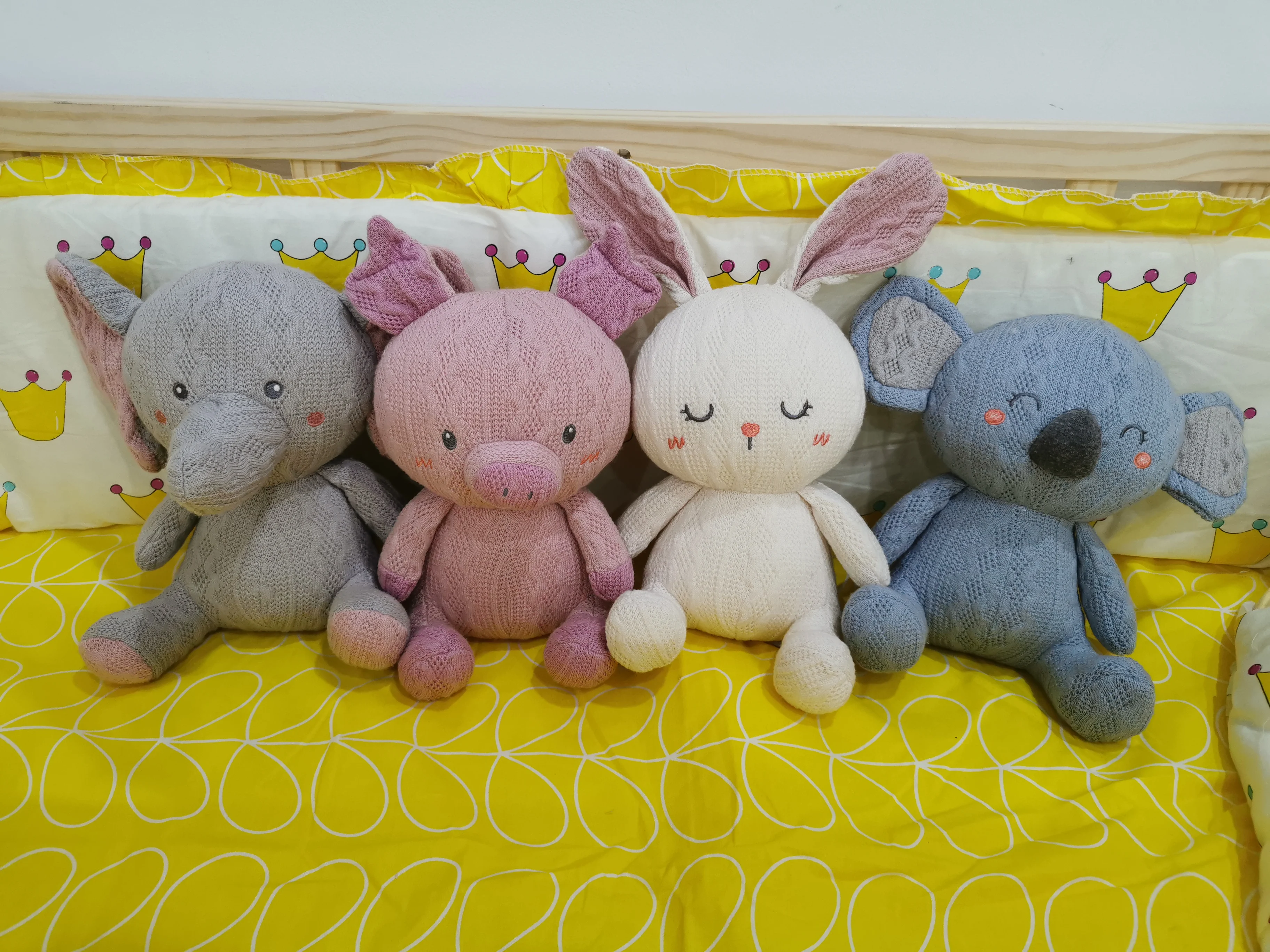 Stuffed Unicorn Rabbit Elephant Bear Dinosaur Knitted Fabric Soft Toy Girls Boys Animal Dolls Birthday Gift for Kids Girl Toy