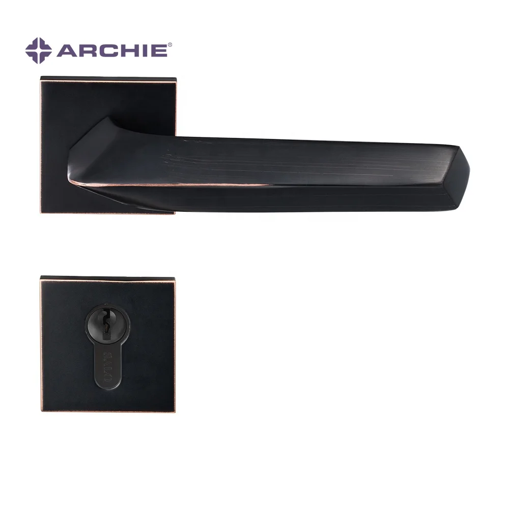 ARCHIE Square Door Handle Sets Matte Black Square Door Handles With Lock