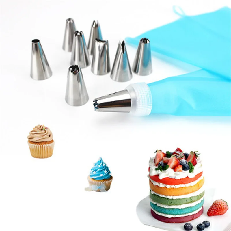 Decoration Cake Kit Case Bake Flower Cake Nail Tools Set Piping Tips Pastry Bag Silicone Cake Stainless Steel Nozzle