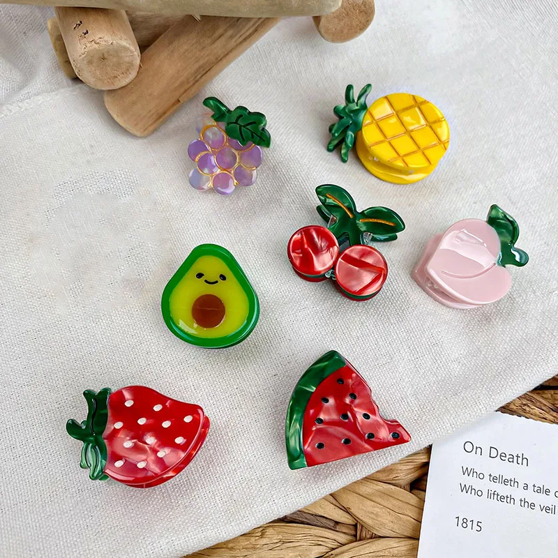 2024 New Mini Cute Vegetable Sweet Cabbage Pepper Pumpkin Girl Cellulose Acetate Claw Hair Clips