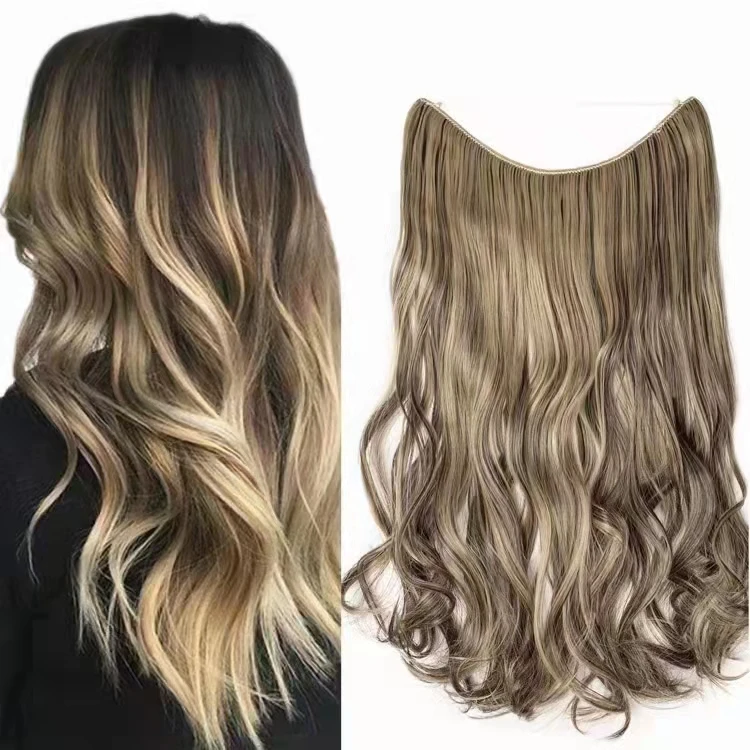Chinese Wholesale Brazilian Raw Human Hair Extensions Highlight Color Flip-On Invisible Weft Hair Wire Extension