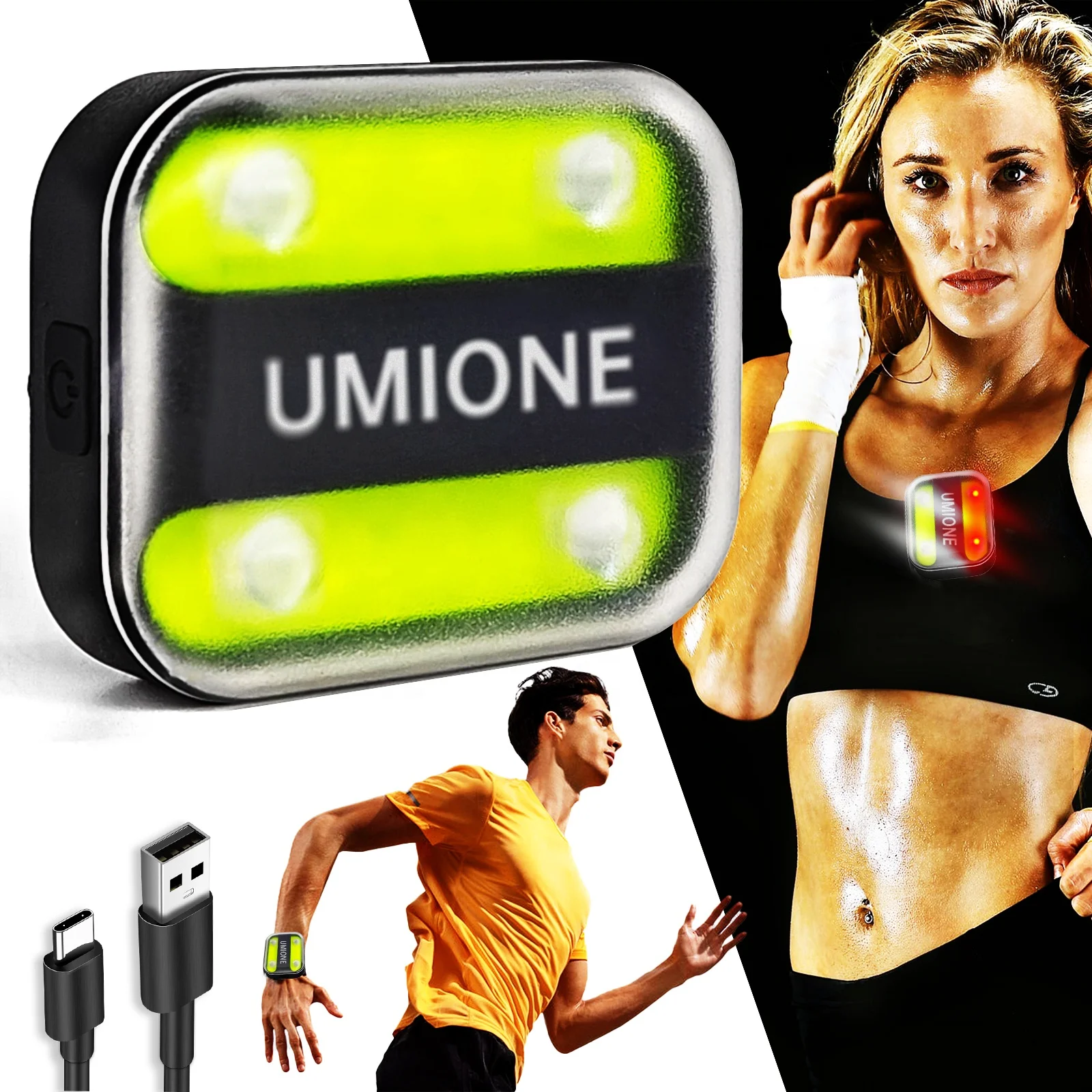 BSCI Factory Audit Customized Brand Rechargeable LED Running Vest Lights Reflector PVC Luminous Night Runner Vest Clip Lamp