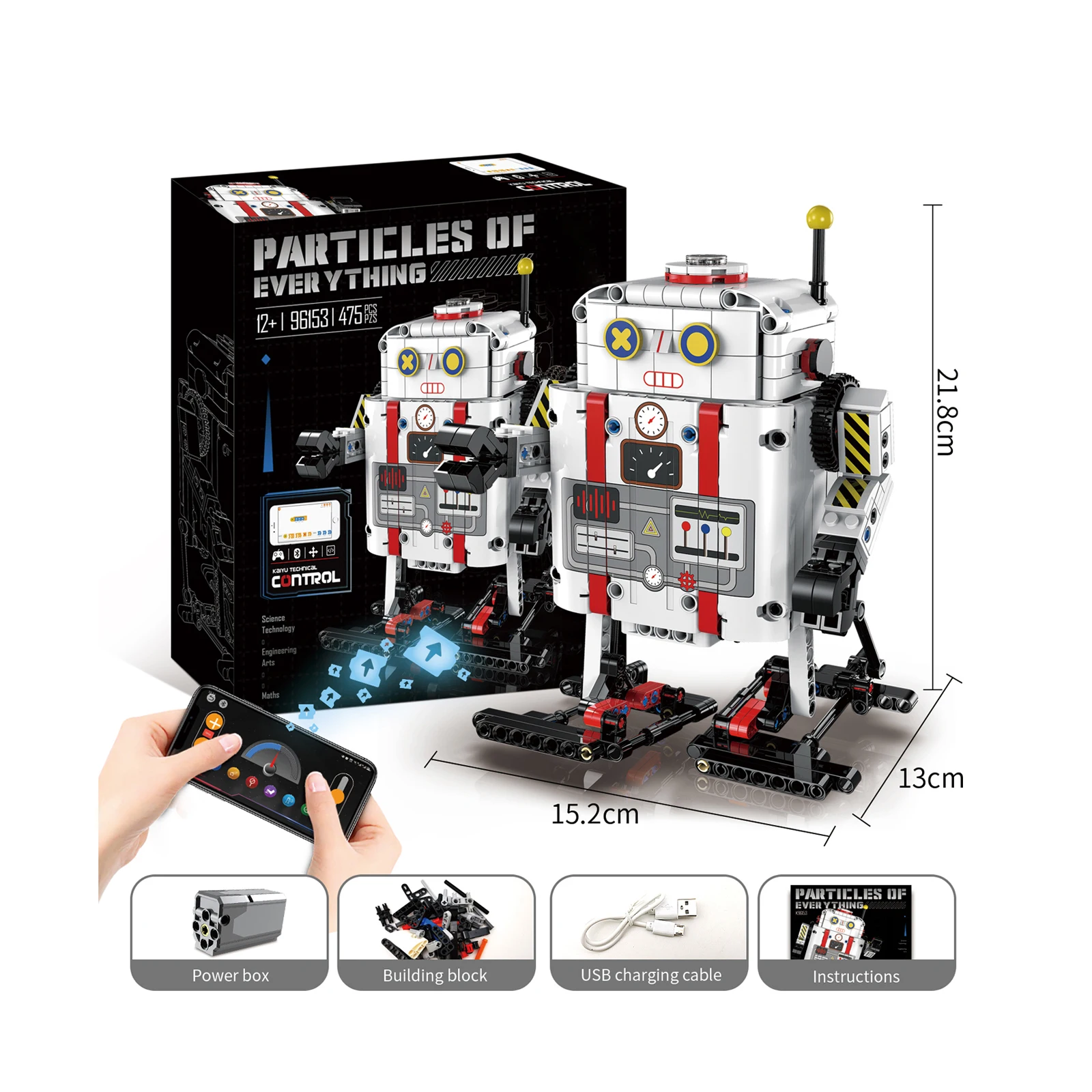 Newly Release Educational STEAM STEM Toy Programming Cute White Robots Intelligent App Control 475pcs Building Blocks Toys Set
