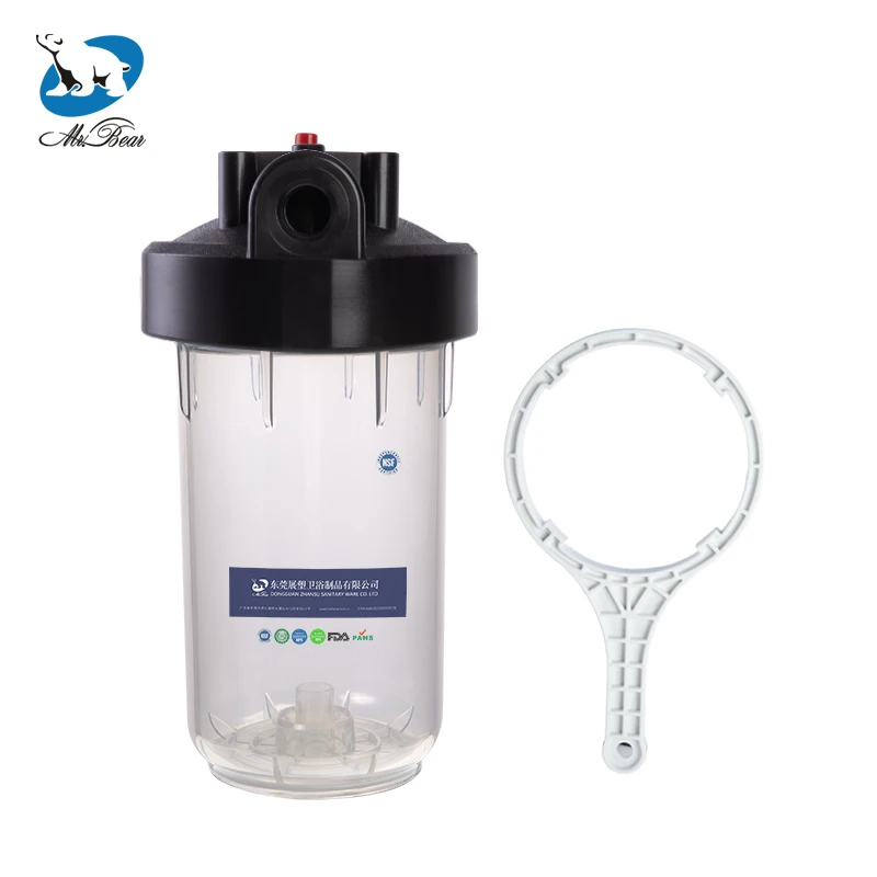 The whole house front mounted water purifier accessories 10 inch transparent fat filter bottle 1 inch mouth 6 minute filter barr
