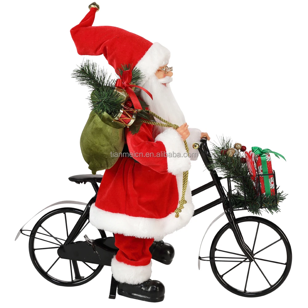 45cm santa claus sitting on tricycle  christmas decoration figurine collection fabric holiday festival custom item gifts
