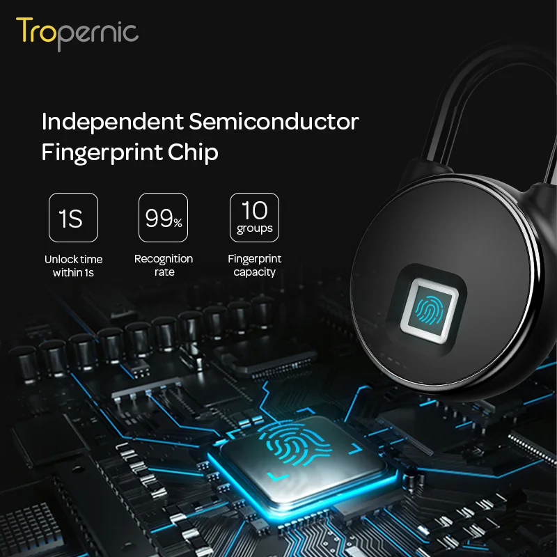 Waterproof IP66 Fingerprint Lock Keyless Waterproof Zinc Alloy Small Biometric Padlock