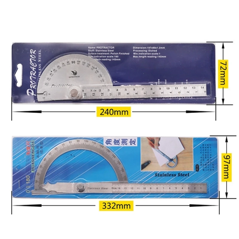 
0-180 Degree Stainless Steel Protractor 