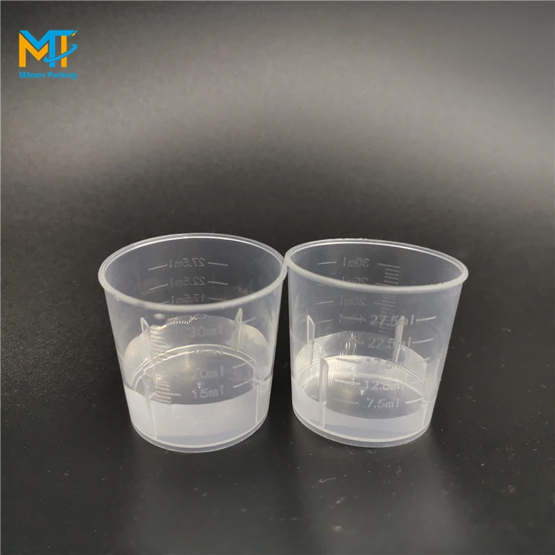 30ml 1oz clear plastic pp test measure cup,high quality pp thickened mini measuring cup Oral liquid measuring cup