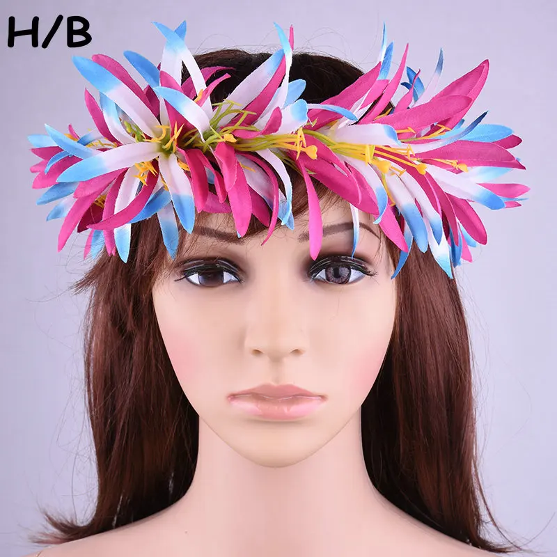 Flower Headband Tropical island spider lily elastic hair Accessories Haku Hula Dance wear foam hair pick clip multi colors