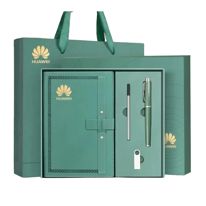 Hot Sell PU Leather Notebook A5 B5 Notepad Enterprise Custom Logo Minimalist Notebooks With Flash Drive Gift Set