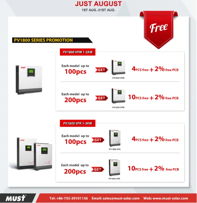 MUST PV18 VPK off grid power inverter 3KW solar inverter for solar energy system Promotion on August