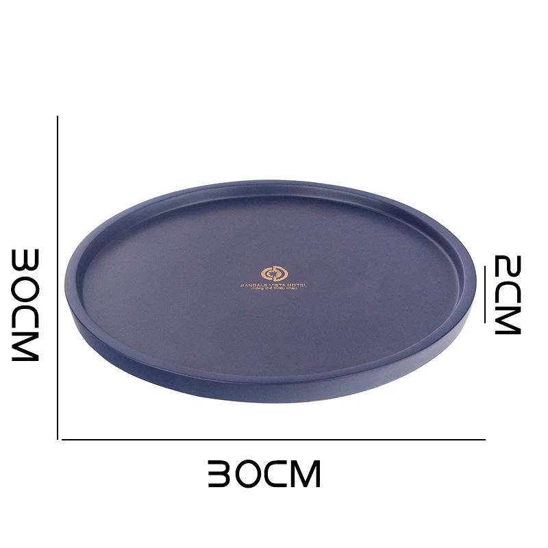 Hotel home black marble fruit candy cup holder wooden resin round serving tray