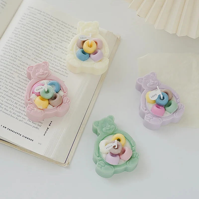 Customized scented Candle Bubble Bear cake Cute Aromatherapy Small scented relaxing Gift Home Decor Cube Soy Wax Candles