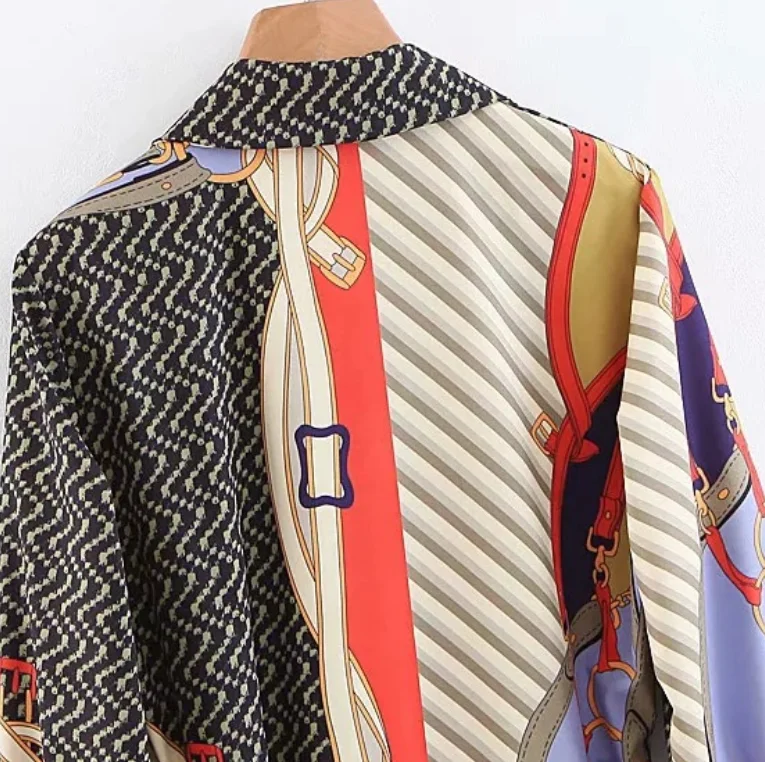 Женское Повседневное платье-рубашка с длинным рукавом и абстрактным принтом