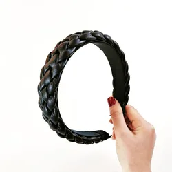 The New Leather Braided Headband Braid Hairpin Pressure Hair PU Headband Women