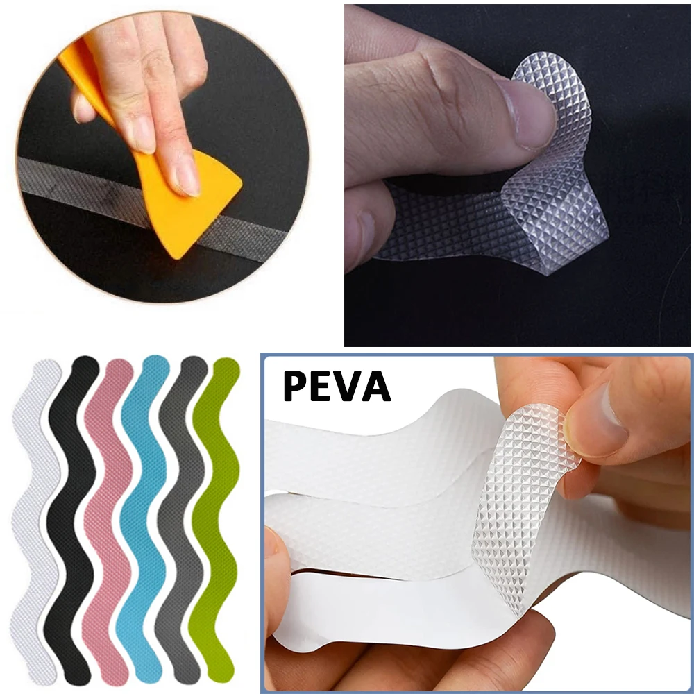 Adhesive Decals with Scraper 24pcs Anti Slip Stickers for Shower Floor Adhesive Bath Treads Safety Bathtub Wave Strips