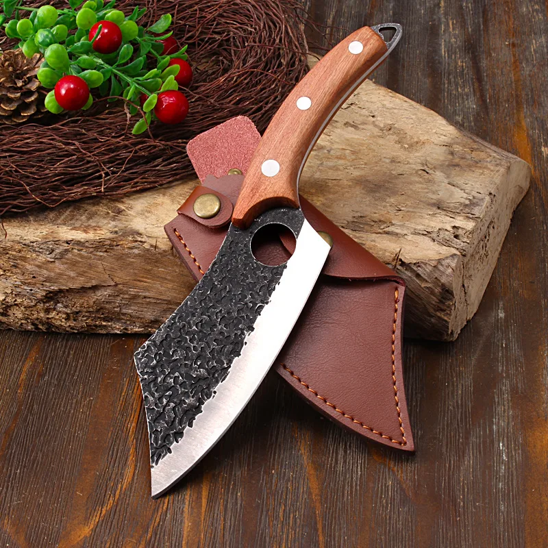 Wholesale Chopping Bone Meat Cleaver Boning Chef Carbon Steel Butcher Knife Chopper For Outdoor Camping BBQ