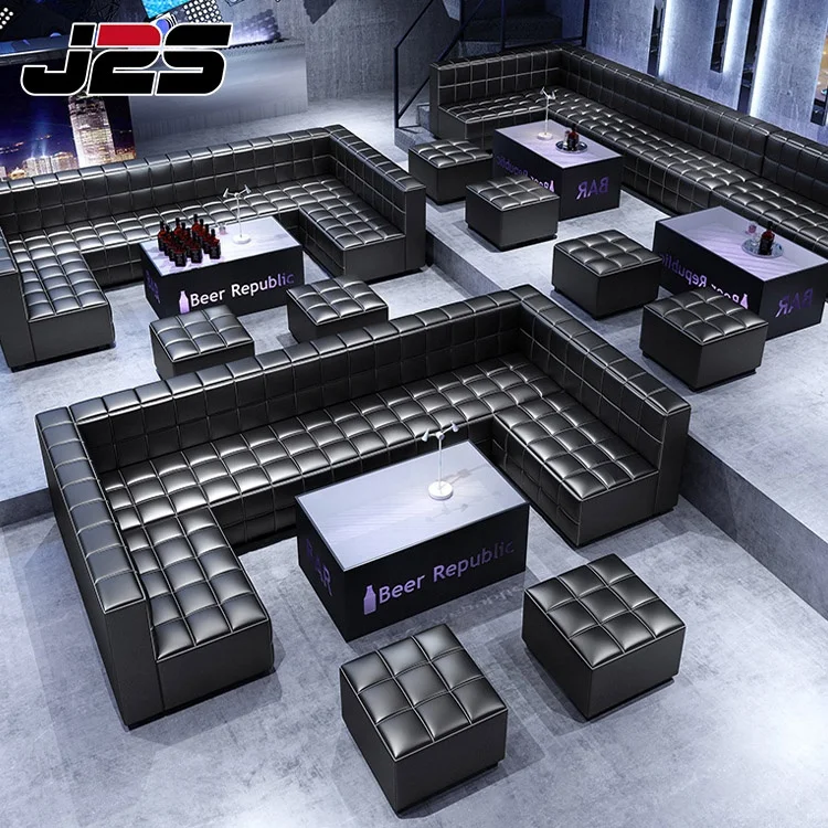 Sofa Bar Counter Furniture Booth Modern Style Nightclub Sofa Club Seating for Bar Antique Small Sofa Wood Frame Small Table