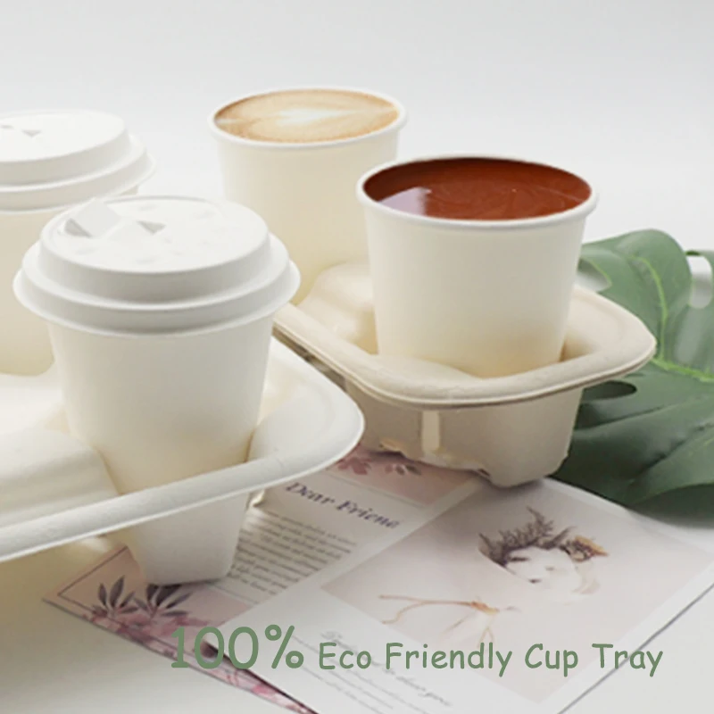 
Wholesale Coffee Cup Holder Recycled Paper Pulp Molded 2 Cup Paper Cup Holder Tray 