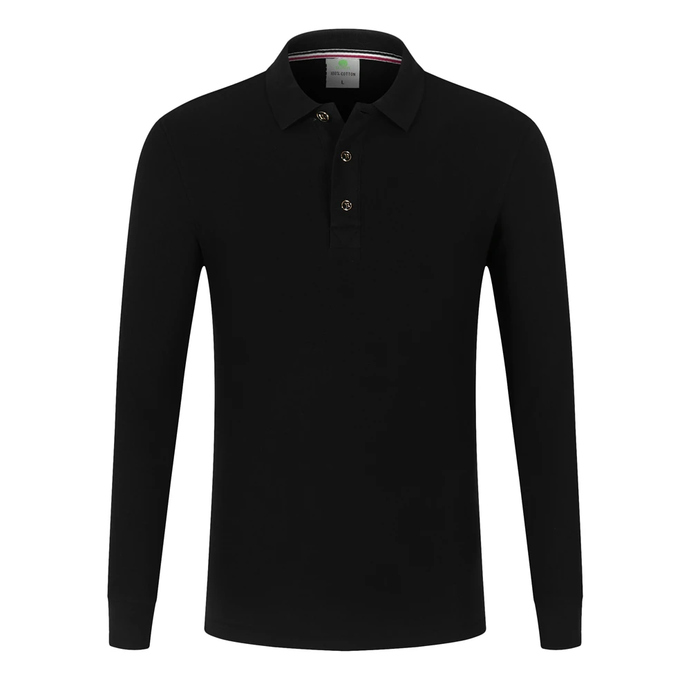 Factory hot selling  pure cotton golf long sleeve thick shirt polo shirts custom logo
