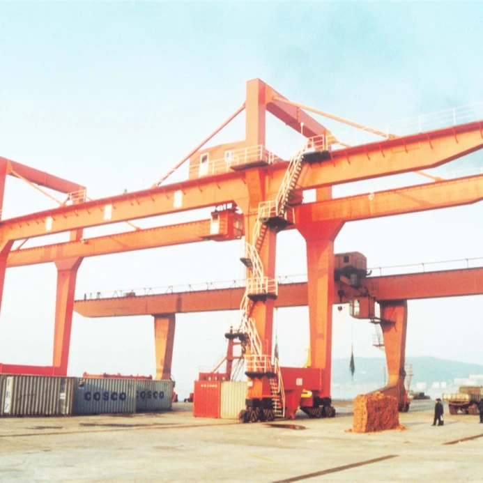 injection mold lifting crane gantry type 01 container double girder rubber tire gantry crane gantry crane 20 ton