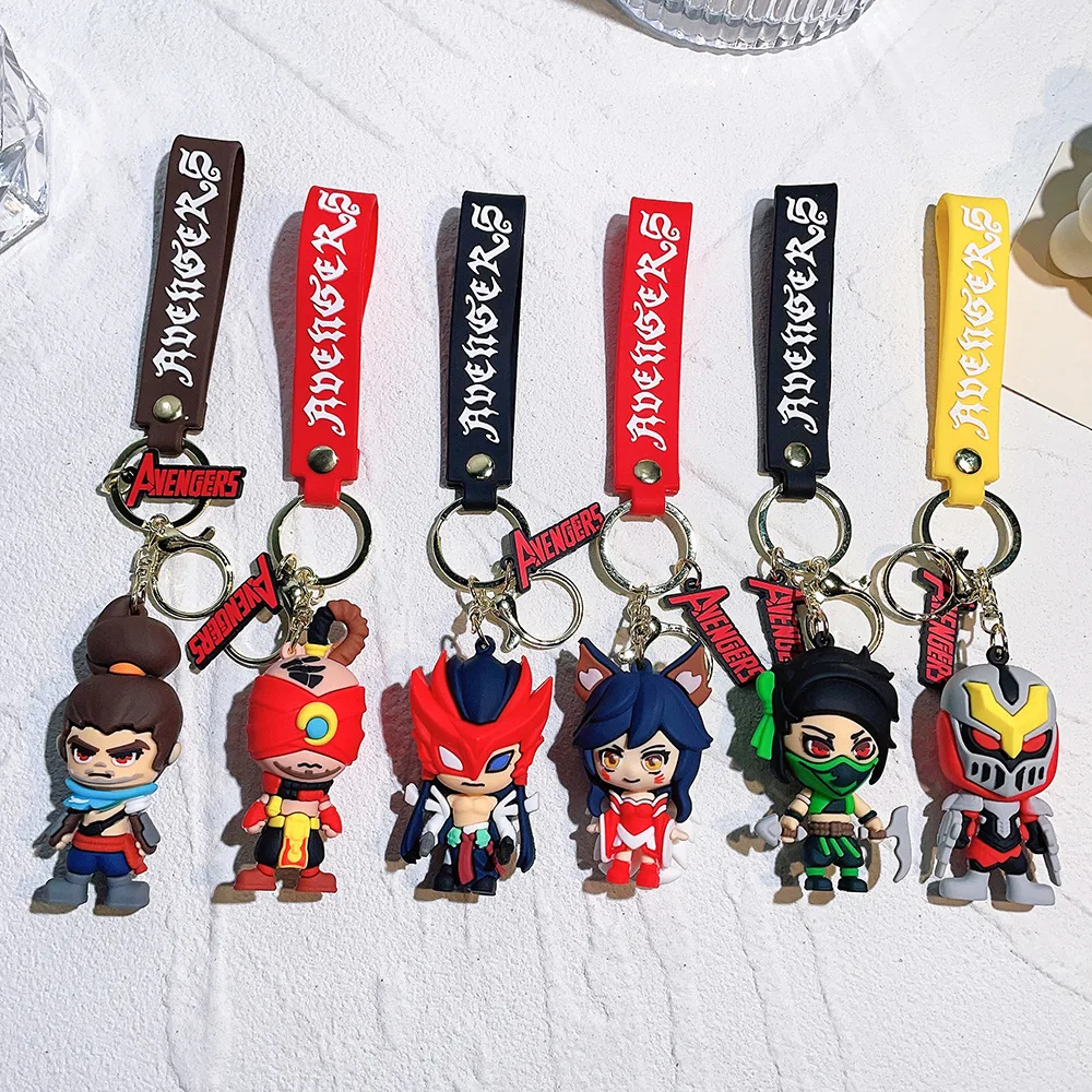 3D cartoon game figure League of Legends keychain rubber keychain pendant car keychain decoration game accessories decorations