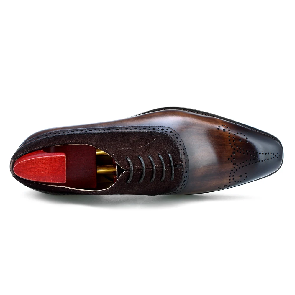 
New Arrival Handmade Painted Men Suede Italian Genuine Leather Official Business Wedding Dress Shoes 