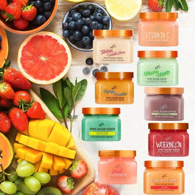 Remove Dead Skin Organic Natural Scrub Shea Butter Sugar Body Mens Face Care wholesale Vegan Fruit products body scrub