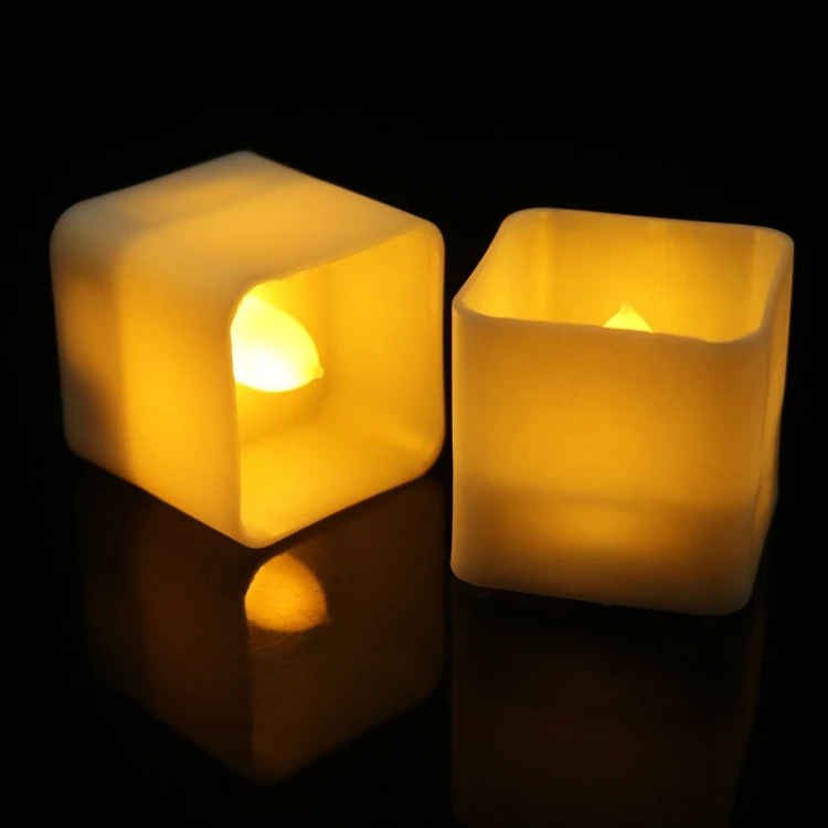 On/Off Wholesale LED Tea Light Candles with Batteries Cr2032 Square Mini LED Candles Tea Light Twinkle Diwali Tealight Candle