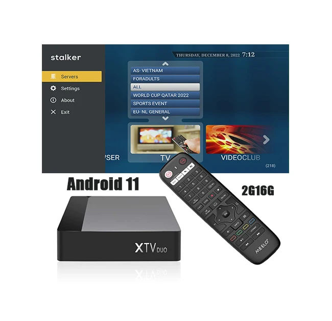 Free shipping 24hour streaming IPTV Box 4K Stalker XTV DUO Android TV Box Android 11 2G16G 5G Dual WiFi Set Top Box MEELO