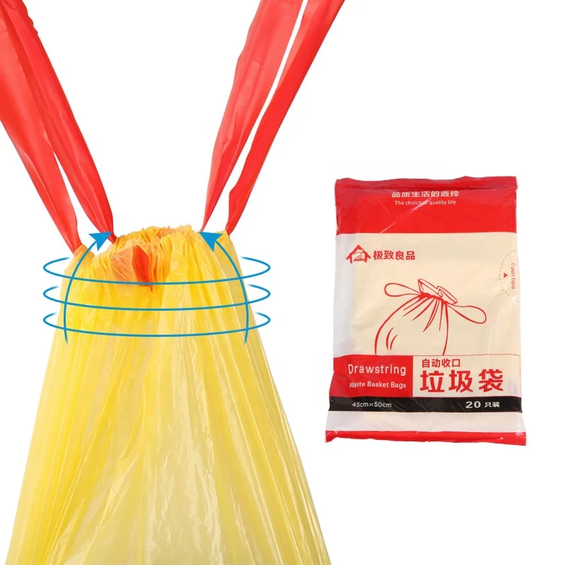 Strong bearing drawstring rubbish bag, kitchen recyclable rubbish bag, environmental protection and safety rubbish bag