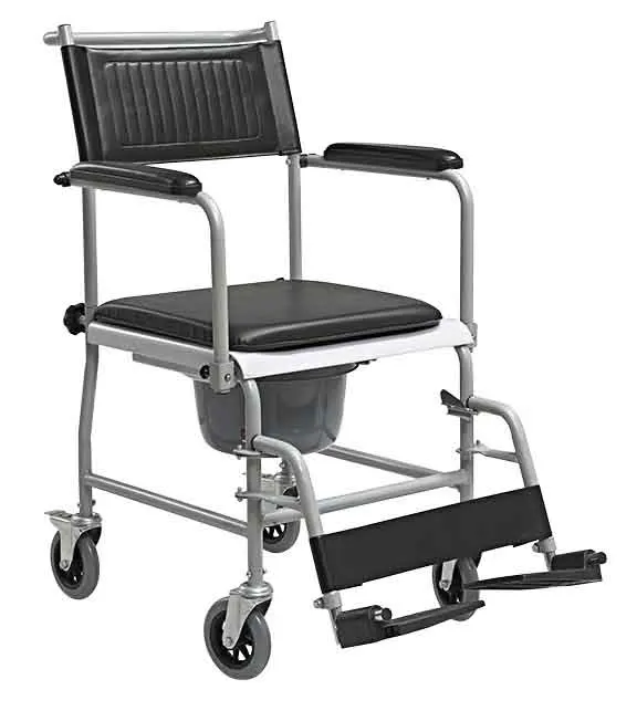 bedroom seat with bucket wheels Steel Wheelchair Rolling Shower Commode Toilet Chair for  elderly people steel commode chair