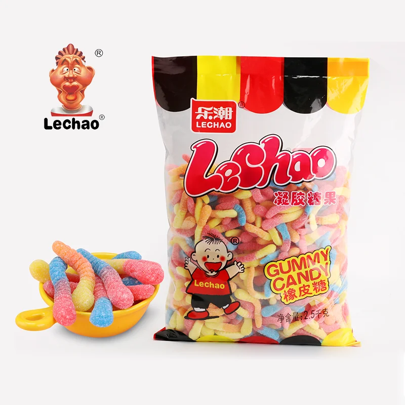 Сладости Заводские закуски оптовая продажа HACCP HALAL OEM игрушки конфеты в форме червей кислые Мармеладные Конфеты