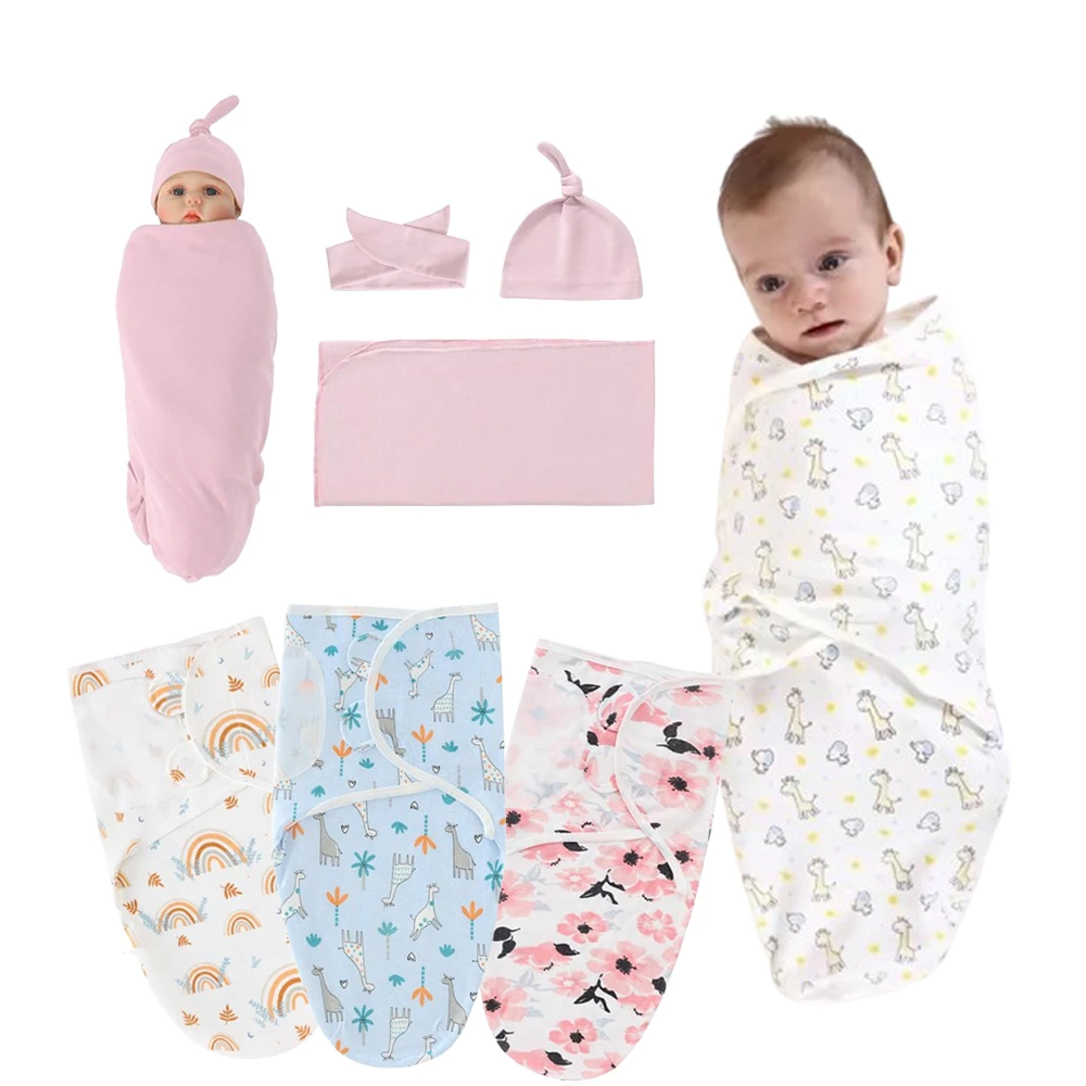 Customized Swaddling Newborn Knitted  Swaddle Wrap  Soft Printed Baby Sleeping Bags Organic Cotton Sleep Sack