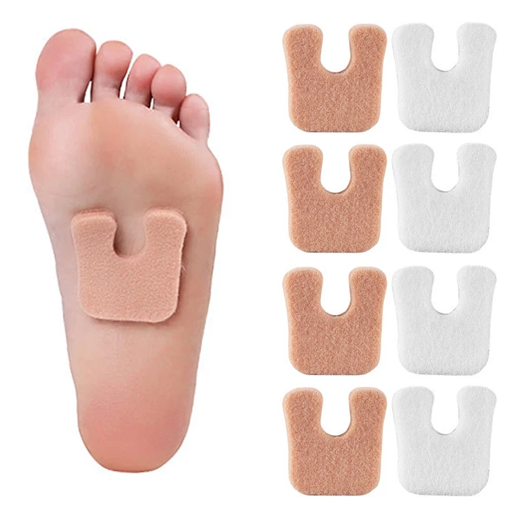 U-Shaped Callus Cushions for Feet Corn Pads for Bottom of Foot Pain Relief Blisters Self-Stick Adhesive Felt Padding