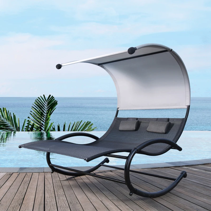 steel rocking bed sun bed outdoor modern furniture double rocking bed sling chair sun lounge