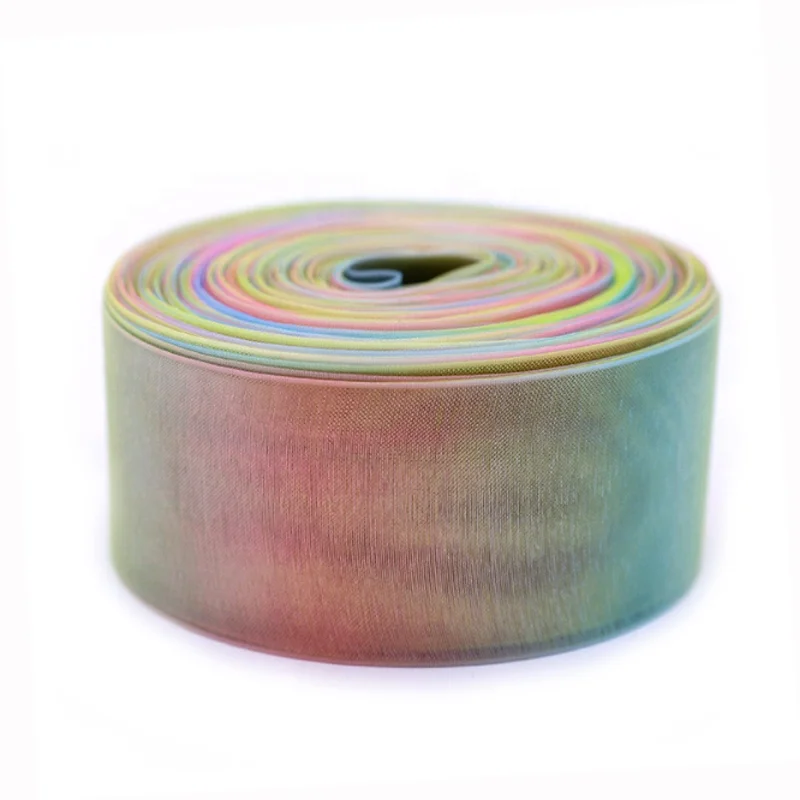 High Quality 1inch and 1.5 inch Rainbow Organza Sheer Ribbon