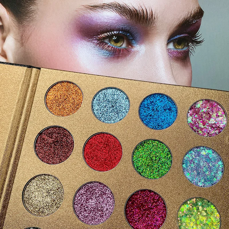 Metallic Chameleon Wholesale Vendors Custom Professional New Design Mini Mate Brown Shimmer Glitter 16 Colors Eyeshadow Palette